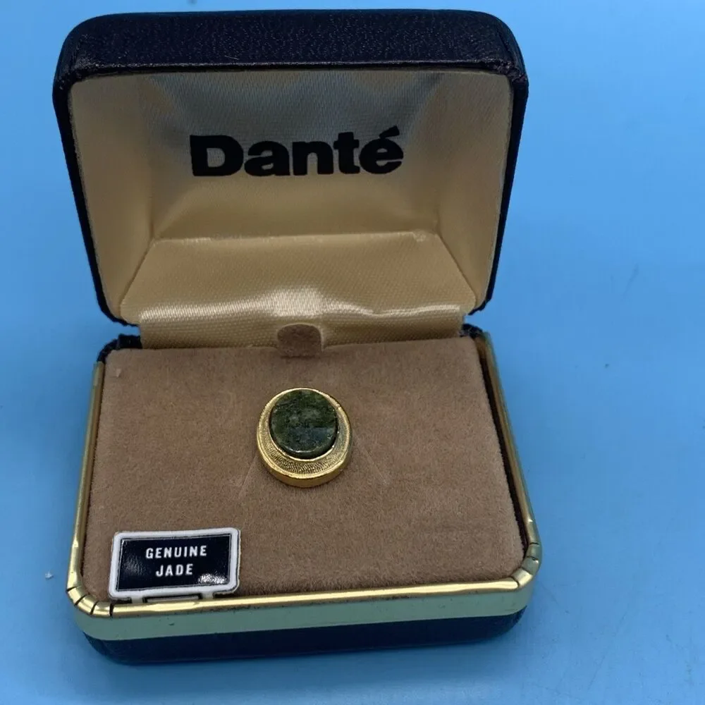 Vintage 1970's Dante Genuine Jade Tie Pin (Y-3)